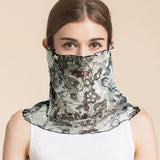 Silk Floral Printed Neck Gaiter Silk Face Masks Scarf For Women Style - 2 M
