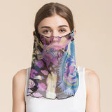 Silk Floral Printed Neck Gaiter Silk Face Masks Scarf For Women Style - 5 M