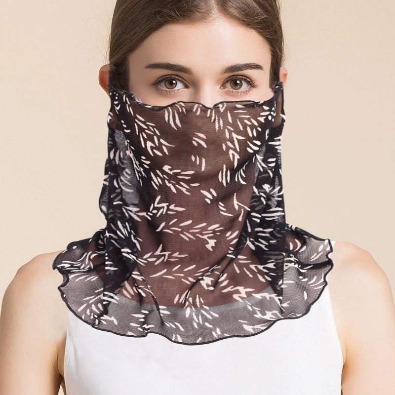 Silk Floral Printed Neck Gaiter Silk Face Masks Scarf For Women Style - 17 M