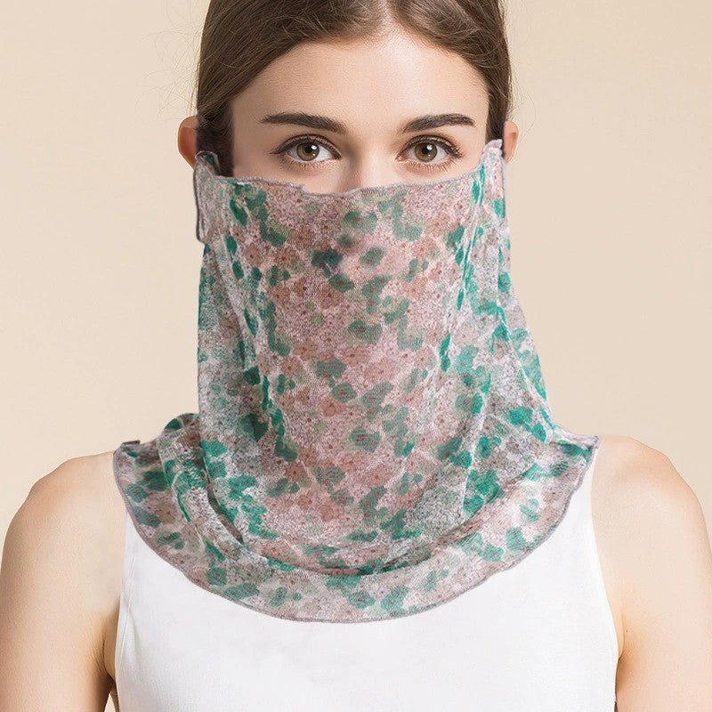 Silk Floral Printed Neck Gaiter Silk Face Masks Scarf For Women Style - 26 M