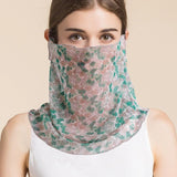 Silk Floral Printed Neck Gaiter Silk Face Masks Scarf For Women Style - 26 M