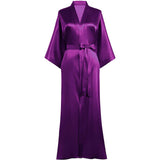 Silk Kimono Robe Long Wedding Bridesmaid Silk Bathrobe Purple One size fits most