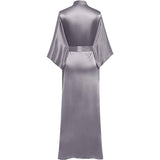 Silk Kimono Robe Long Wedding Bridesmaid Silk Bathrobe Gray One size fits most