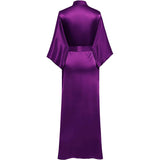 Silk Kimono Robe Long Wedding Bridesmaid Silk Bathrobe Purple One size fits most