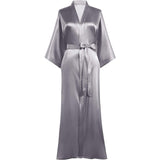 Silk Kimono Robe Long Wedding Bridesmaid Silk Bathrobe Gray One size fits most
