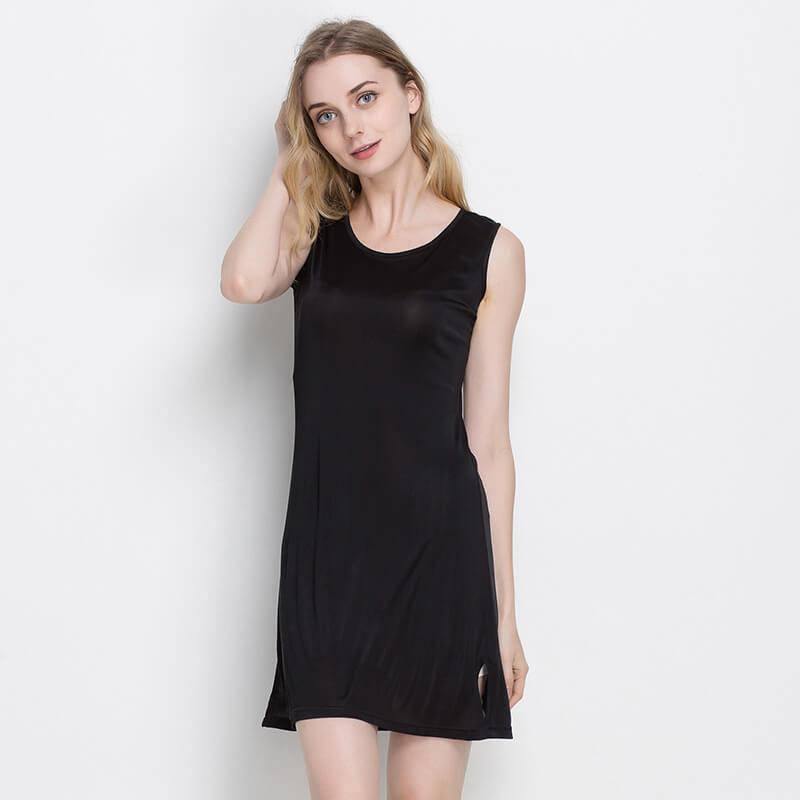 Silk Knit Nightdress For Women Silk Knitted Slip Dress Black S