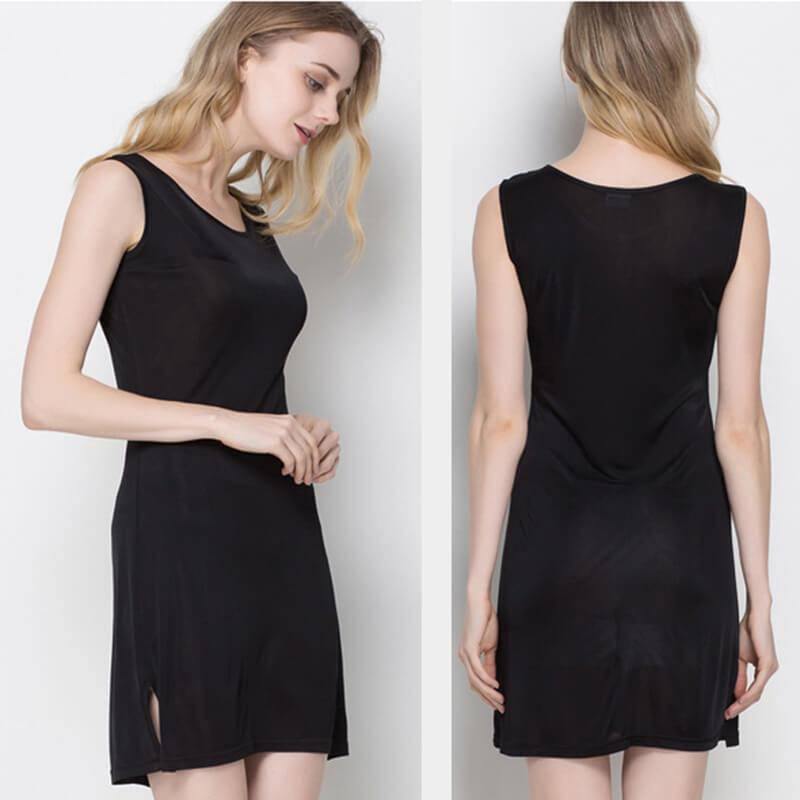 Silk Knit Nightdress For Women Silk Knitted Slip Dress Black S