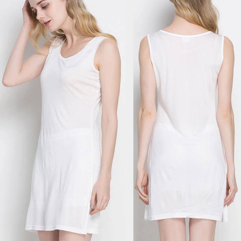 Silk Knit Nightdress For Women Silk Knitted Slip Dress White S