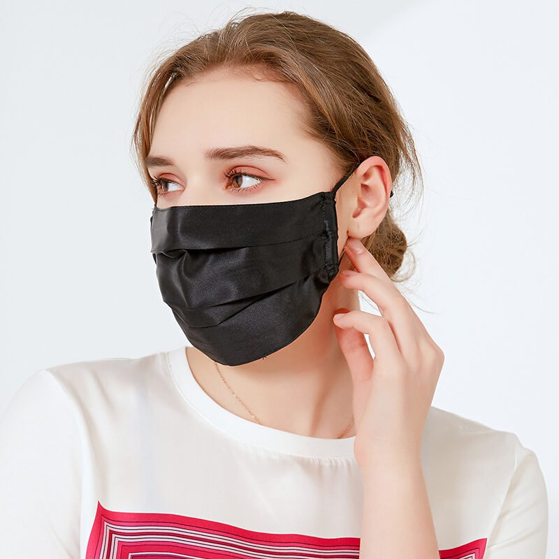 Silk Masks For Women Silk Adjustable Sensitive Skin Face Mask M Black