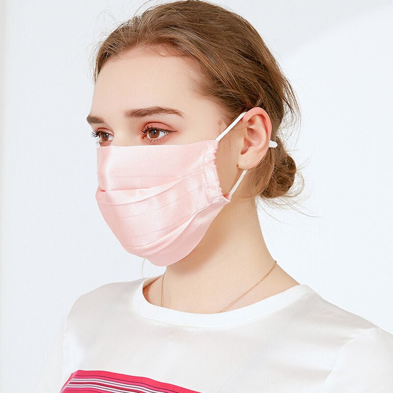 Silk Masks For Women Silk Adjustable Sensitive Skin Face Mask M Pink