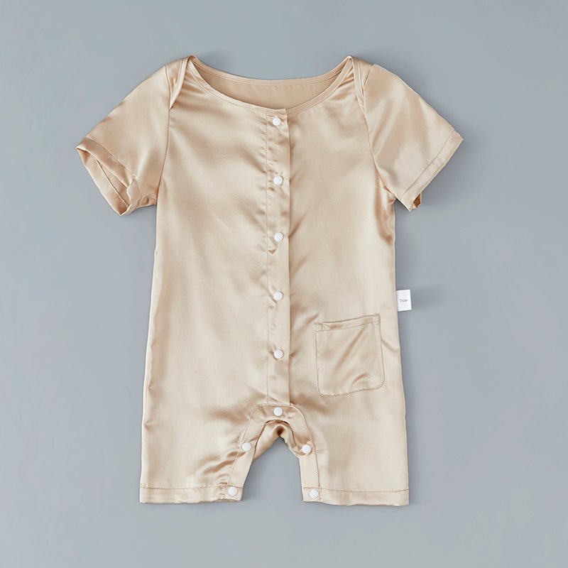 Baby Silk Romper Silk Bodysuit For Babies One Piece Silk Pajamas Infants and Toddlers Champagne 0 - 3M