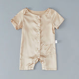 Baby Silk Romper Silk Bodysuit For Babies One Piece Silk Pajamas Infants and Toddlers Champagne 0 - 3M
