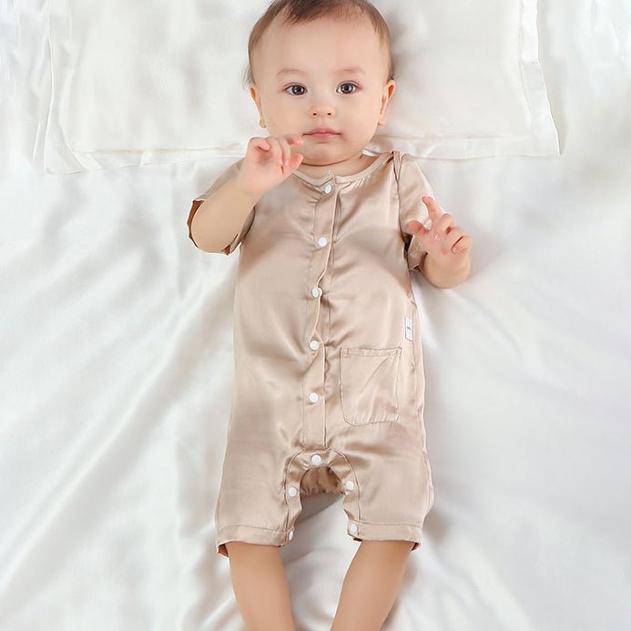 Baby Silk Romper Silk Bodysuit For Babies One Piece Silk Pajamas Infants and Toddlers Rosy Pink 0 - 3M