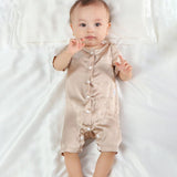 Baby Silk Romper Silk Bodysuit For Babies One Piece Silk Pajamas Infants and Toddlers Rosy Pink 0 - 3M