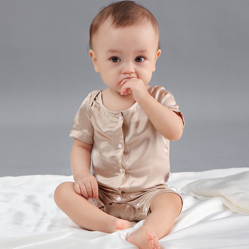 Baby Silk Romper Silk Bodysuit For Babies One Piece Silk Pajamas Infants and Toddlers Rosy Pink 0 - 3M