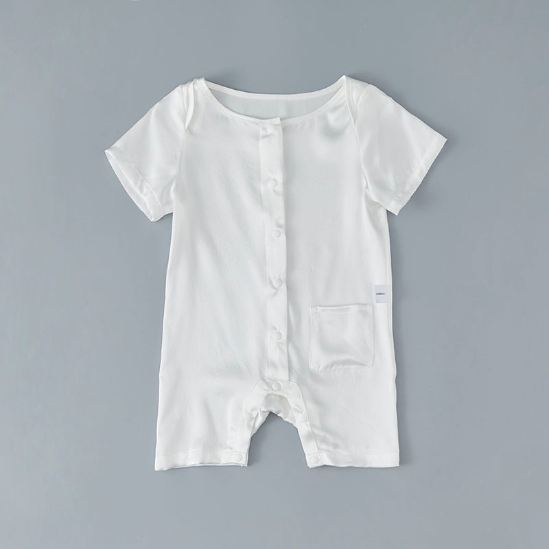Baby Silk Romper Silk Bodysuit For Babies One Piece Silk Pajamas Infants and Toddlers Ivory 0 - 3M
