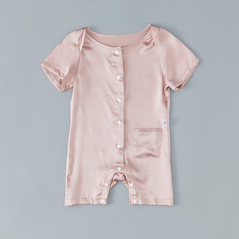 Baby Silk Romper Silk Bodysuit For Babies One Piece Silk Pajamas Infants and Toddlers Rosy Pink 0 - 3M