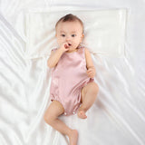 Silk Pajama Set for Baby Sleeveless pure Silk Bodysuit For Babies Rosy Pink 0 - 3M