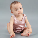 Silk Pajama Set for Baby Sleeveless pure Silk Bodysuit For Babies Rosy Pink 0 - 3M