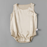 Silk Pajama Set for Baby Sleeveless pure Silk Bodysuit For Babies Champagne 0 - 3M