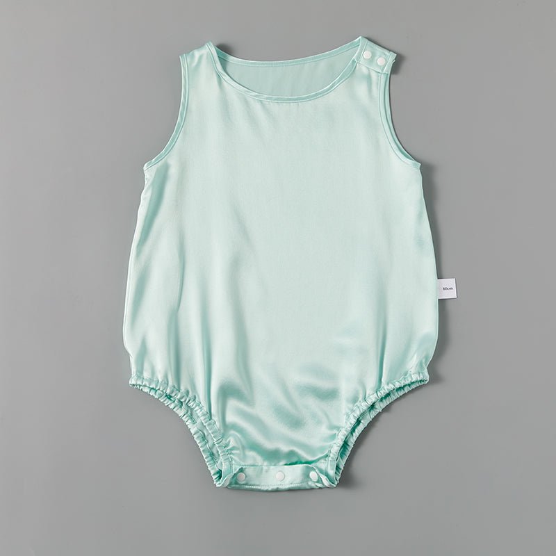 Silk Pajama Set for Baby Sleeveless pure Silk Bodysuit For Babies Pale Turquoise 0 - 3M