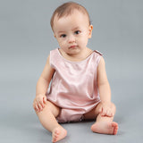 Silk Pajama Set for Baby Sleeveless pure Silk Bodysuit For Babies Rosy Pink 0 - 3M