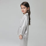 Silk Pajama Set For Kids' Gifts Silk Sleepwear For Kids Silver Gray XS
