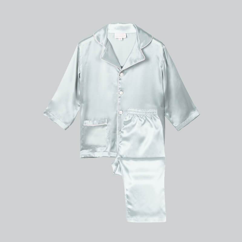 Silk Pajama Set For Kids' Gifts Silk Sleepwear For Kids Haze Blue XS