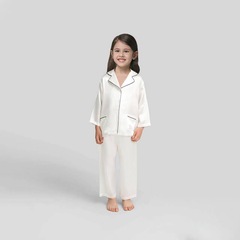 Silk Pajama Set For Kids' Gifts Silk Sleepwear For Kids White XS