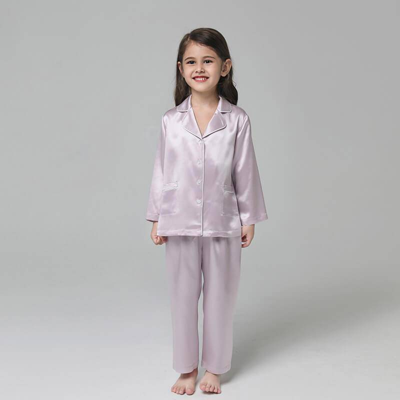 Silk Pajama Set For Kids' Gifts Silk Sleepwear For Kids Lavender XS