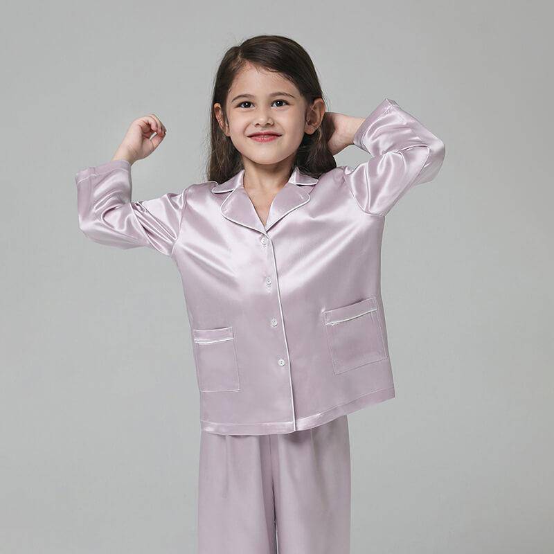 Silk Pajama Set For Kids' Gifts Silk Sleepwear For Kids Lavender XS