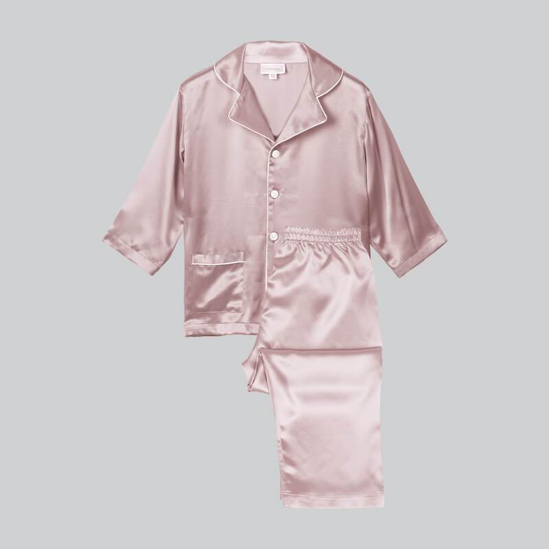 Silk Pajama Set For Kids' Gifts Silk Sleepwear For Kids Rosy Pink XS
