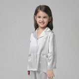 Silk Pajama Set For Kids' Gifts Silk Sleepwear For Kids Silver Gray XS