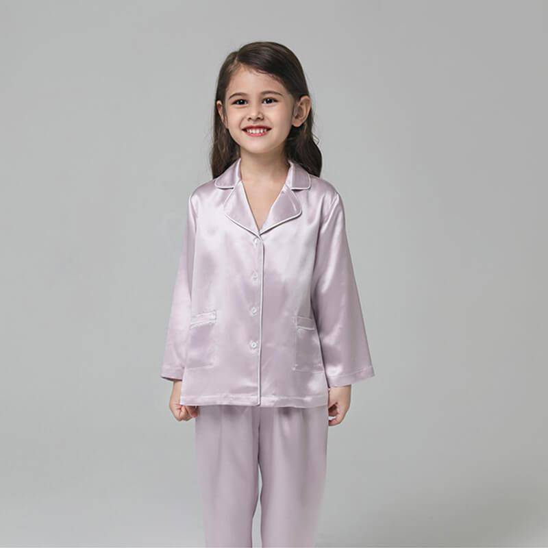 Silk Pajama Set For Kids' Gifts Silk Sleepwear For Kids Lavender XS