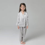 Silk Pajama Set For Kids' Gifts Silk Sleepwear For Kids Silver Gray XS