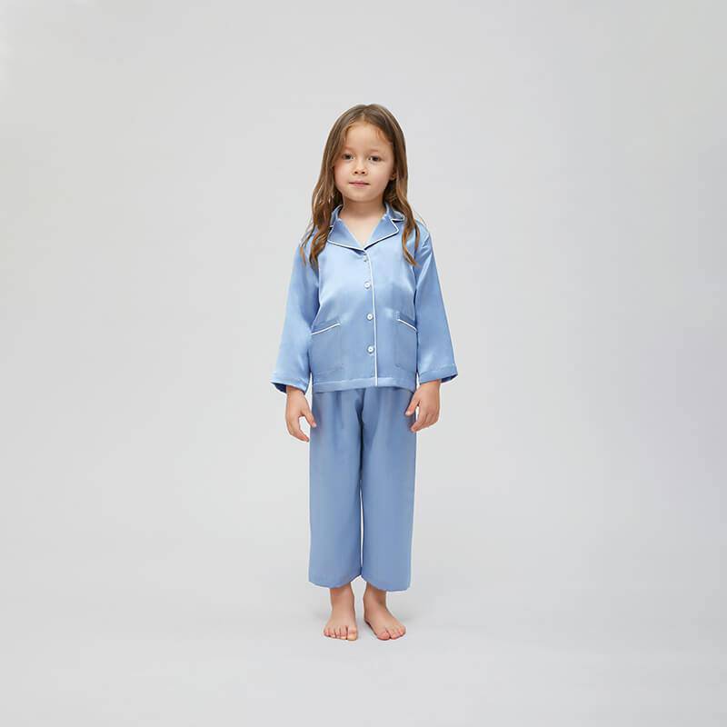 Silk Pajama Set For Kids' Gifts Silk Sleepwear For Kids Haze Blue XS