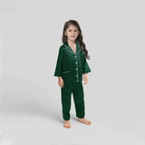 Silk Pajama Set For Kids' Gifts Silk Sleepwear For Kids Green XS