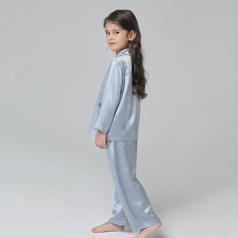 Silk Pajama Set For Kids' Gifts Silk Sleepwear For Kids Light Blue XS