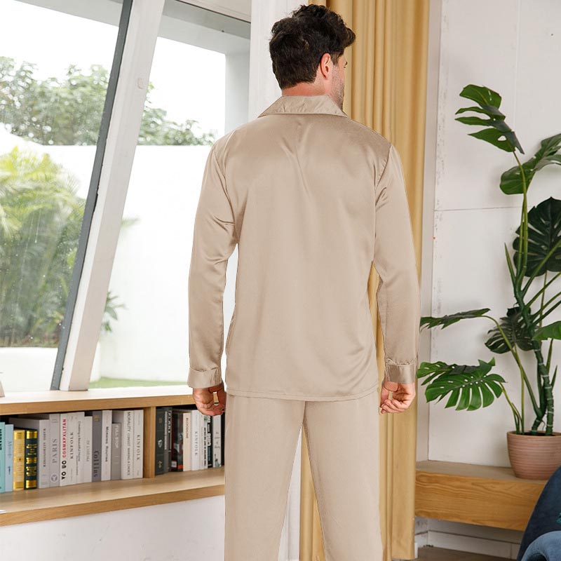 Silk Pajamas for Men 100% Real Silk Pajamas Set Dark Gray XS