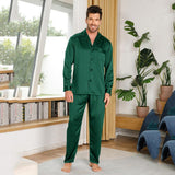 Silk Pajamas for Men 100% Real Silk Pajamas Set Navy Blue XS