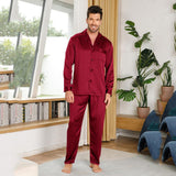 Silk Pajamas for Men 100% Real Silk Pajamas Set Dark Green XS
