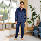 Silk Pajamas for Men 100% Real Silk Pajamas Set Black XS