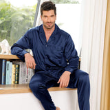 Silk Pajamas for Men 100% Real Silk Pajamas Set Black XS