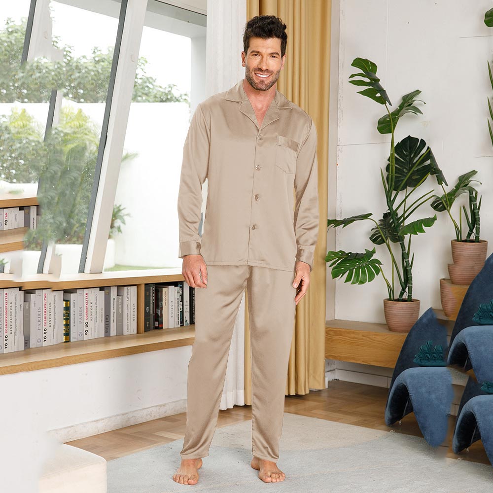 Silk Pajamas for Men 100% Real Silk Pajamas Set Dark Gray XS
