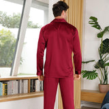 Silk Pajamas for Men 100% Real Silk Pajamas Set Claret XS
