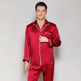 Silk Couple Pajamas Set Matching Pure Silk Pajamas Red XS