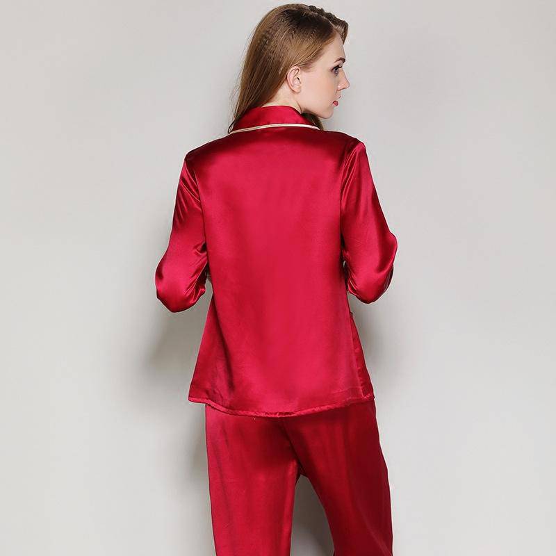 Silk Couple Pajamas Set Matching Pure Silk Pajamas Red XS