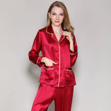 Silk Couple Pajamas Set Matching Pure Silk Pajamas Red XS