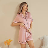 Silk Short Pyjamas For Women's Best Short Silk Pajama Set Rosy Pink XS