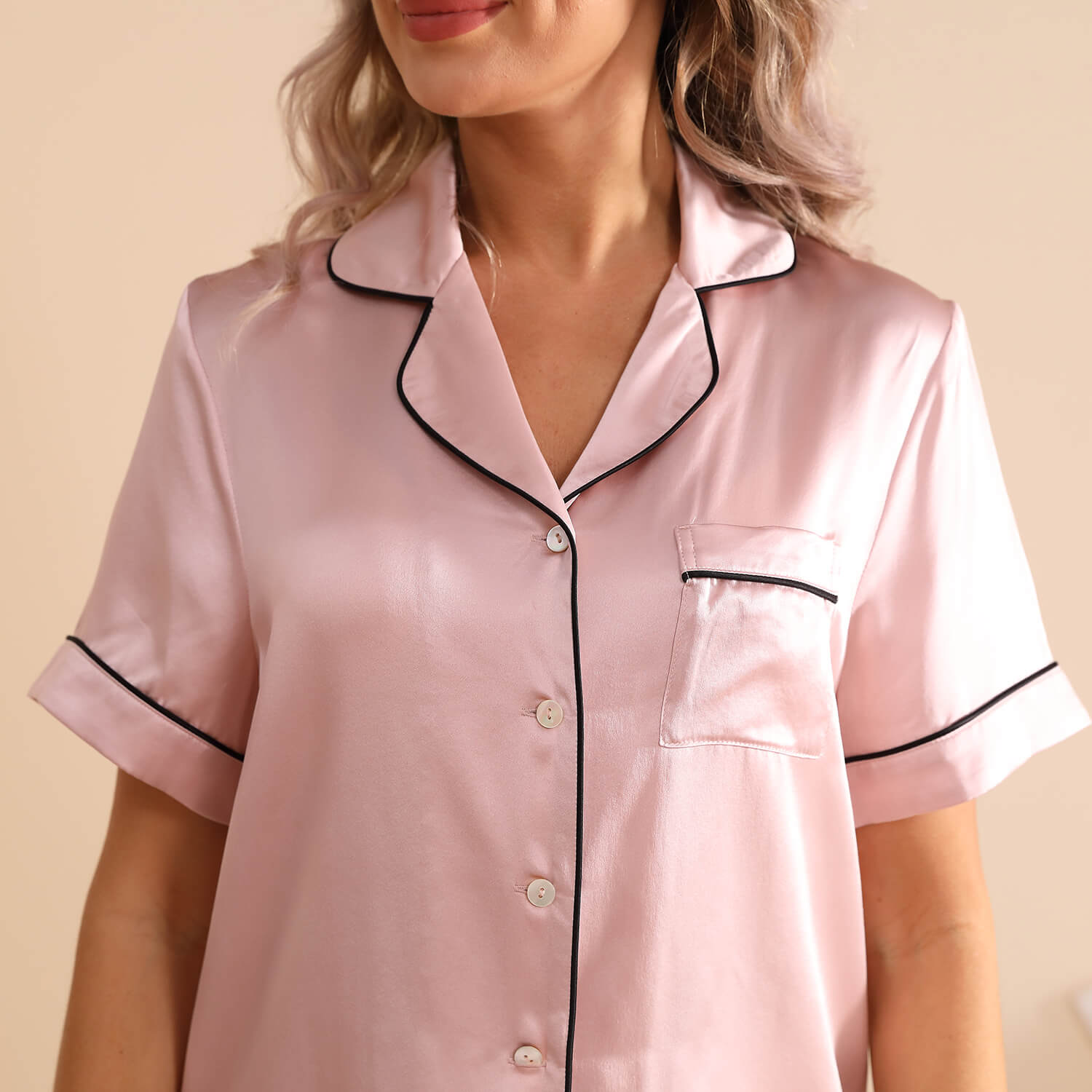 Silk Short Pyjamas For Women's Best Short Silk Pajama Set Rosy Pink XS
